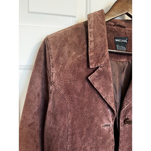 Wet Seal Vintage Y2K Suede Leather Jacket Brown Large - Picture 5 of 6